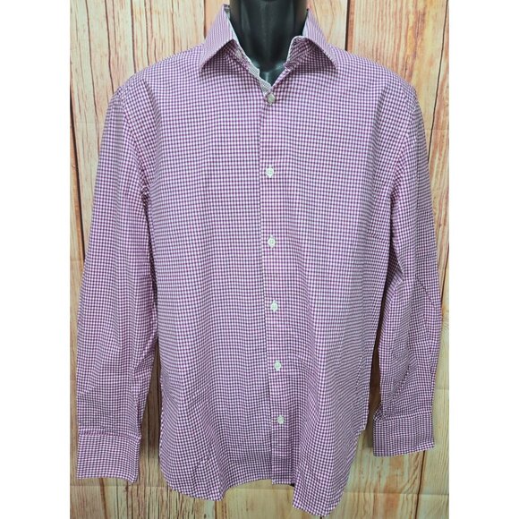 Con.Struct Mens Slim Fit Gingham Shirt Medium Stretch - Picture 1 of 8